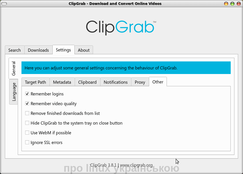конвертер потокового відео ClipGrab